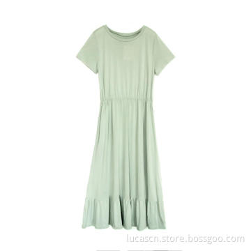 Women Summer Casual Short Sleeve Dresses Empire Waist Dress